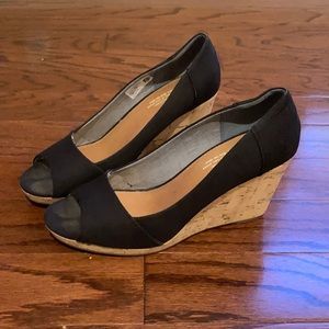 TOMS Stella cork wedge open toe heels